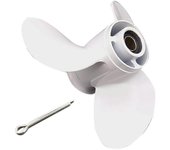 Hélice fueraborda para 20Hp 25Hp 9 7/8X12 tornillo del motor marino de 3 palas 10 estrías Pieza del motor marino Blanco