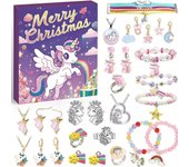 2024 Navidad Calendario de Adviento Navidad Cuenta regresiva Juguetes Unicornio Pulsera Collar Pendientes Anillos Joyería Niños Niñas Regalo