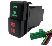 Interruptor de botón LED Led con barra de luz doble Interruptor pulsador LED verde y rojo con conector de cableado para Toyota FJ Cruiser Prado Lan...