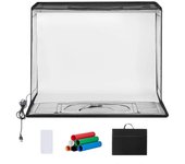Succebuy Caja de luz de estudio fotográfico, 12" x 12", 3000-5600K ajustable 3 temperaturas de color profesional con 120 LED 6 fondos Tela de luz s...