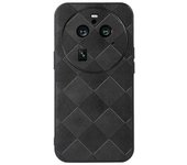 Para Oppo Find X6 Pro Funda de teléfono anticaída Textura de rejilla Cubierta de PC + TPU recubierta de cuero - Negro Multicolor Black