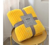 Color sólido Manta de tirado a rayas Franela Vellón Colcha suave para adultos Invierno Costura cálida Sábana esponjosa Colcha Amarillo 70x100cm