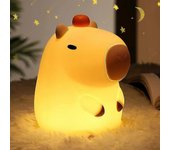 Luz Nocturna Capibara Niños, Luz Nocturna Capibara Regulable, Lámpara Capibara Recargable USB - Lámpara de Silicona Kawaii con Forma de Animal - Re...