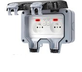 Enchufe impermeable para exteriores Ip66 con interruptor, caja de conexiones impermeable, enchufe exterior de doble pared para cocina, baño, garaje...