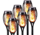 Luces de llama solar al aire libre - 6 Pack de luz de antorcha solar impermeable, luz de llama parpadeante solar para decoración, jardín, patio, ca...