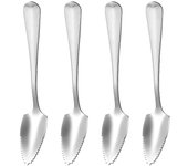 BESTONZON 4pcs Cucharas de pomelo de acero inoxidable Juego de cucharas de postre de sandía de pomelo dentado 15.50X2.70X0.50CM