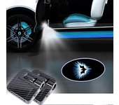 Heyone 2PCS Batman Luces de la puerta del coche Proyector del logotipo Puerta del coche inalámbrico universal Luces del proyector LED Fibra de carb...
