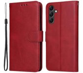 Para Samsung Galaxy A15 5G Funda de teléfono a prueba de golpes Carcasa de becerro Textura de becerro Cartera de cuero Funda de teléfono Rojo