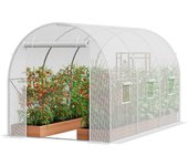 Succebuy Invernadero de túnel sin cita previa, 9.6x6.4x6.2 pies, invernadero de plantas con marco de acero galvanizado, cubierta de PE blanco, puer...