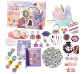 Calendario De Adviento De Navidad - 24 Cuadrícula De Maquillaje Y Conjunto De Bolsa De Unicornio, Juguetes De Navidad Para Adolescentes Niños Bi