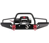Parachoques delantero de metal con 2 luces LED y cabrestante eléctrico de control remoto para Traxxas TRX-4 SCX10II 90046