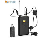 Micrófono de solapa inalámbrico Fifine para PC y Mac, micrófono de condensador con receptor USB para Int