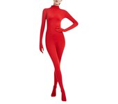 Hombre Mujeres Traje Zentai Mono Ajustado Color Sólido Traje Adulto Traje de Actuación Escénica Rojo M