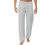 Pantalones de lino de algodón de cintura elástica para hombres Casual Beach Straight Leg Comfy Long Pantalones