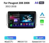Redkid 8G + 128G para Peugeot 2008 208 2012 - 2018 Radio del coche Reproductores de video CarPlay Android Auto GPS 2 Din DVD A6Pro 1-16G