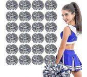 Paquete de 24 pompones de porristas Pompones de porristas de 12 pulgadas con bastón-YuJia Blue Matte White
