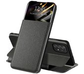 Para Samsung Galaxy A52 4G / 5G / A52s 5G Ver ventana Funda de teléfono de cuero a prueba de caídas con soporte para tarjetas Negro