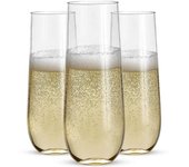 24 flautas de champán de plástico sin tallo - 9 copas de champán de plástico Clara copa de tostado irrompible transparente