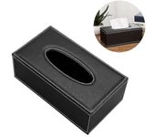Soporte de caja Kleenex de cuero con cubierta de caja de pañuelo de papel de fondo magnético Negro