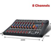 Canales Estudio profesional Mezclador de audio Bluetooth Usb Dj Consola de mezclas de sonido 48v Phantom Potencia Monitor Amplificador 8 Canales