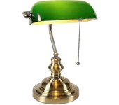 Lámpara de escritorio Glass Bankers con interruptor de cadena de tracción enchufe en el accesorio (verde)