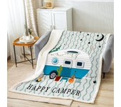 Kerota Manta de lana de campista Gran manta de sherpa para acampar para niños niños niñas coche de camping rv manta de felpa de viaje rayas geométr...