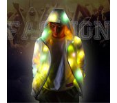 Hombres Mujeres Manga Larga Led Colorido Brillante Chaqueta Abrigo Ropa Luminosa Mardi Gras-FCY L