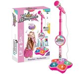 Máquina de karaoke para niños con soporte, micrófono, altavoz, conector para MP3, música y luces - Música para cantar y efectos de sonido, regalo p...