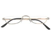 Gafas de lectura Bisagras de resorte de metal Lectores semi sin montura de media luna 1.0 ~ 4.0 Oro 2.00 strength