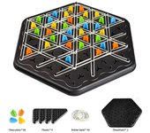 Juego de triángulo de cadena, juego de mesa interactivo, juego de mesa de ajedrez triangular con clavijas de 4 colores y bandas elásticas, rompecab...