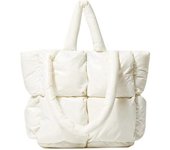 Morakot Ligero Puffer Tote Bolso Acolchado Mujer Bolso de lujo Bolso de hombro suave Blanco