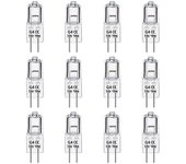 Paquete de 12 bombillas halógenas G4 Bombilla de lámpara regulable de 2 pines de 10 W y 12 V, base de cápsula transparente de 2 pines para iluminac...