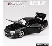 1:32 Nissan Skyline Ares GTR R34 Modelo de coche deportivo de aleación Diecasts Modelo de coche de juguete de metal Alta simulación Luz de sonido R...