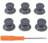 7pcs/set Stick analógico 3d para Xbox 360 Controlador Palancas de mando Tapas para X Box 360 Gamepad Piezas de reparación con herramienta Negro Gri...