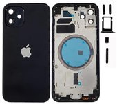 Para iPhone 12 Cubierta de la carcasa de la batería trasera de 6.1 pulgadas + marco de la placa central + reemplazo de botones laterales Multicolor...