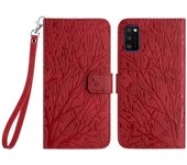 Para Samsung Galaxy A41 (Versión Global) Funda Billetera Funda Protectora de Teléfono con Soporte Rojo