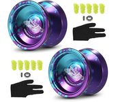 LESHARE 2 Bolas Yoyo de aluminio competitivas Yo Yo Regalo con cuerdas de rodamiento y guantes Multicolor