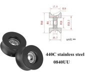 4 Pcs U Groove Pulley 0840uu Groove Wheel U Type U Pulley Roller Guide Wheel 8x40x20.7mm (4pcs 8x40x20.7mm)