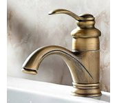 Grifo de baño retro antiguo Lavabo de baño frío y caliente de cuenca europea Mezclador monomando con acabado en bronce