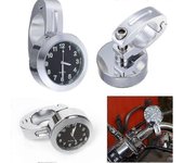 Mini impermeable 7/8 "motocicleta motocicleta accesorio de la barra de mano montaje reloj digital (negro) Plata