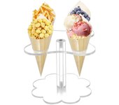 Soporte de cono de helado, soporte de exhibición de cono acrílico de 4 orificios Estante de soporte de rollo de mano de sushi de gofres para niños ...
