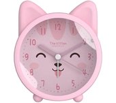 Niños Lindo gato reloj despertador impreso reloj digital con luz nocturna color de rosa