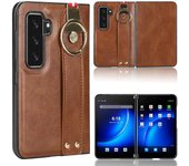 Para Microsoft Surface Duo 2 Leather Coating Phone Cover PC + TPU Wristband Case con correa para el cuello-marrón Style E Microsoft Surface Duo