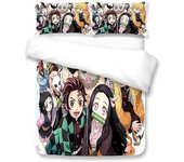 Juego de ropa de cama Demon Anime Slayer Funda nórdica Juego de ropa de cama de 3 piezas 135x200cm