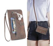 Funda para Motorola Edge 30 Neo Zipper Wallet Cover Lanyard Crossbody Neck Strap compatible con Motorola Edge 30 Neo Case_gzyv Marrón