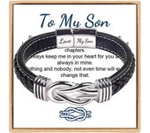 A mi hijo pulsera, siempre unidos entre sí pulsera de cuero trenzado, pulsera de cuero de cuero de cierre magnético de acero inoxidable, pulsera de...