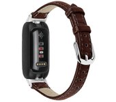Para Fitbit Inspire 3 correa de repuesto Bamboo Grain PU Leather Correa de reloj ajustable Marrón