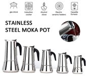Olla de cafetera de estufa italiana Moka Espresso Percolator de acero inoxidable 2024 ~ 200ml4 cups