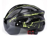 Casco de ciclismo Casco de bicicleta Adultg con visor de gafas magnéticas desmontables Negro y verde