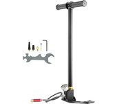 Succebuy Bomba de estribo de llenado de rifle de aire comprimido de 3 etapas 4500PSI Carga plegable Negro